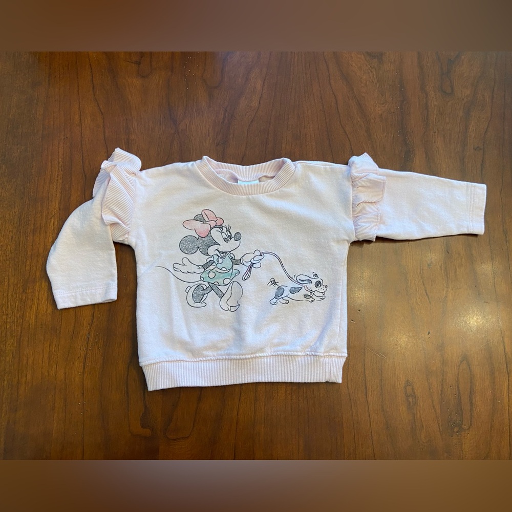 Disney Baby Minnie Mouse Pink Sweatshirt Shirt size 12 months